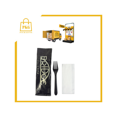 شوكة بلاستك ومنديل بغلاف مطبوع  شد 1000