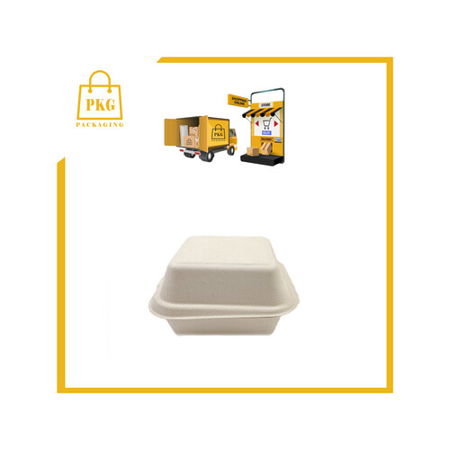 علبة برجر قصب سكر مع غطاء متصل 450مل شد 500