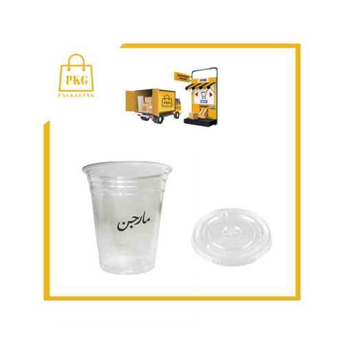 اكواب عصير بلاستك16 اونص مطبوعة مع الغطاء شد 1000
