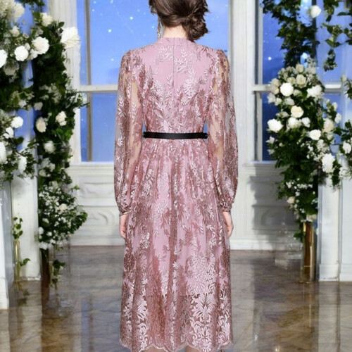 S03025-Pink Lace Dress