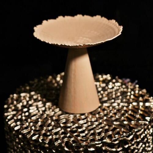 Golden tray with chocolate