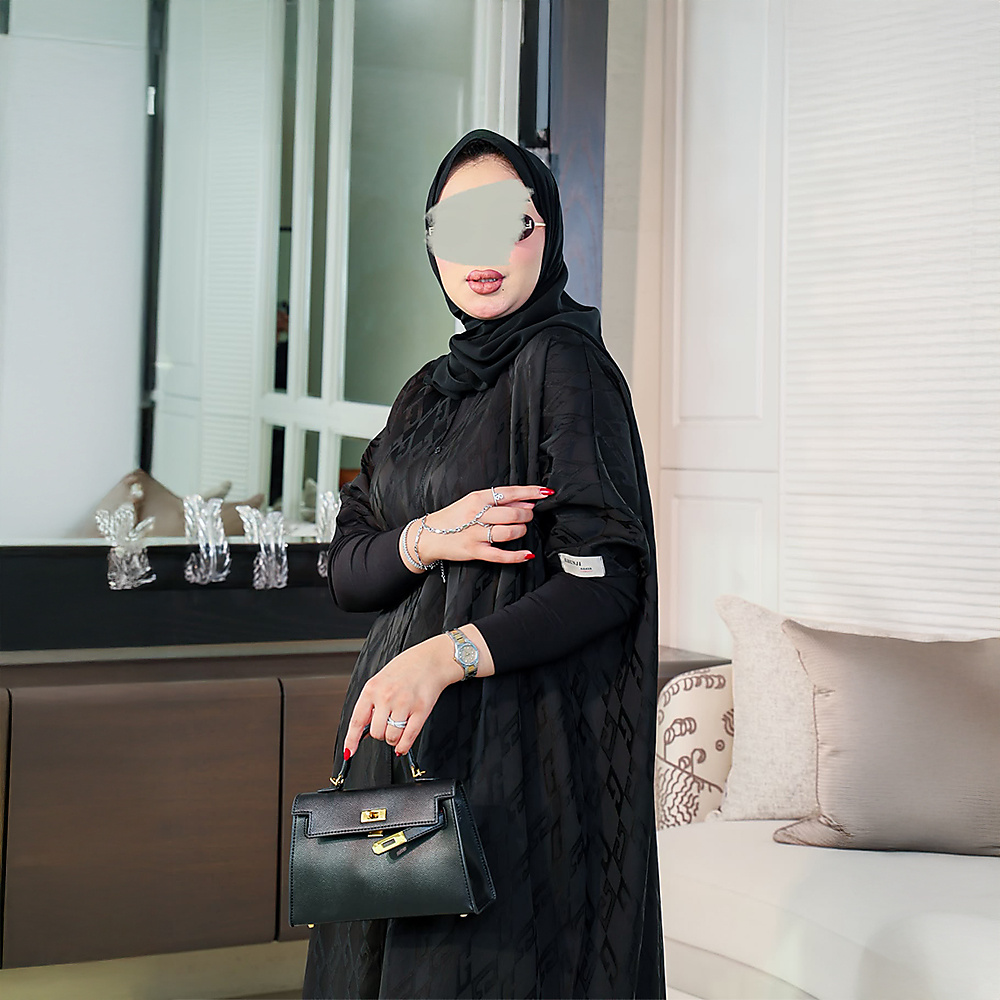 Unlined Silk Jacquard Abaya – Non-Sheer