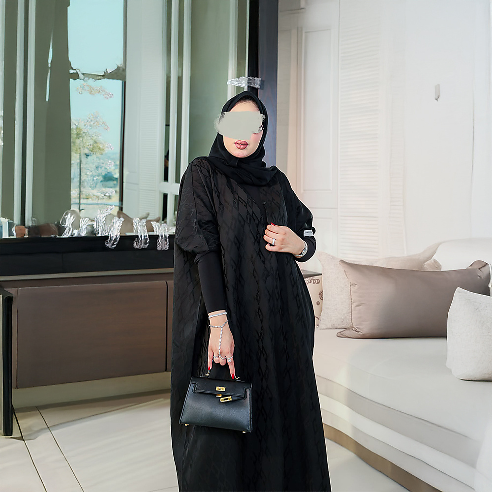 Unlined Silk Jacquard Abaya – Non-Sheer