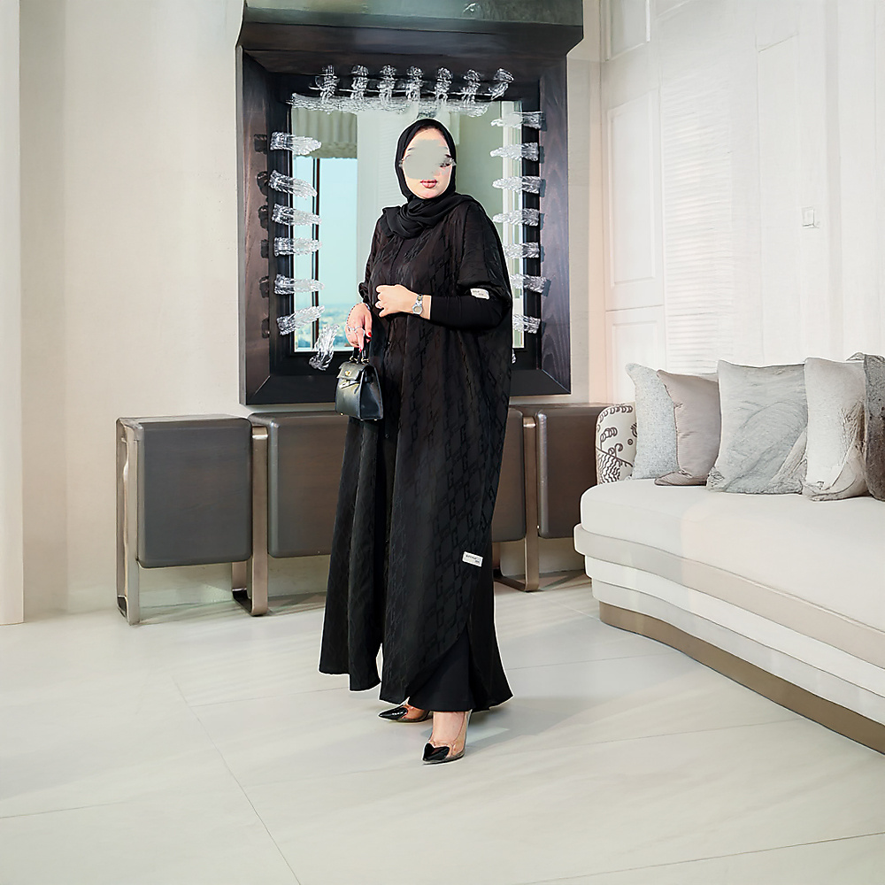 Unlined Silk Jacquard Abaya – Non-Sheer