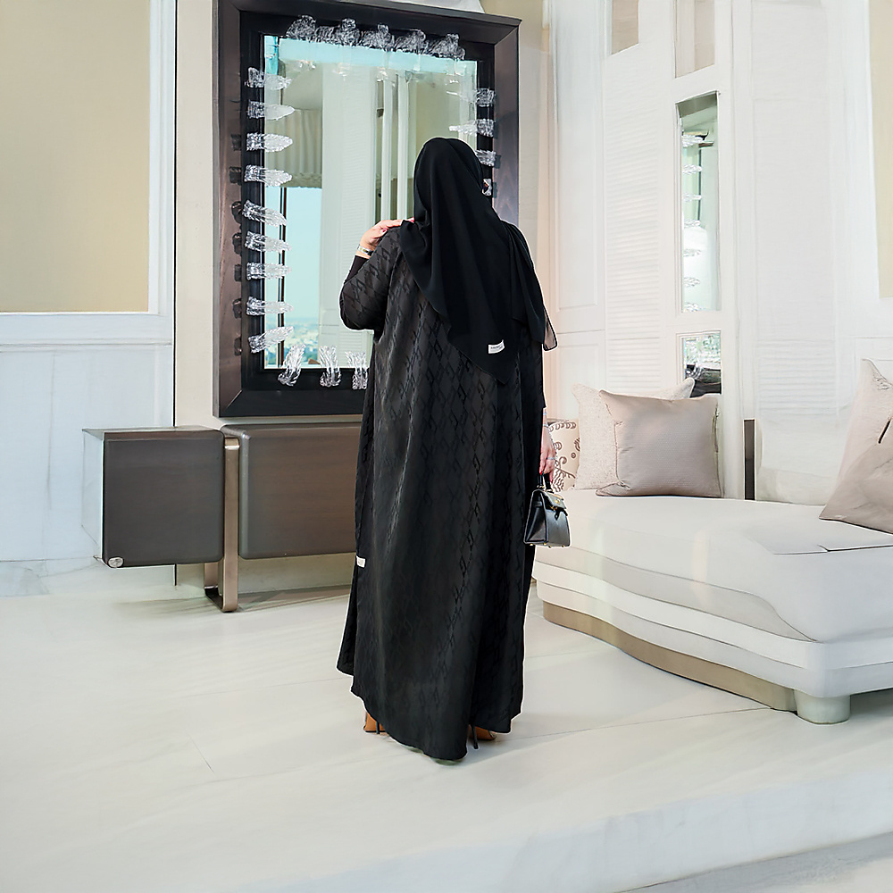 Unlined Silk Jacquard Abaya – Non-Sheer