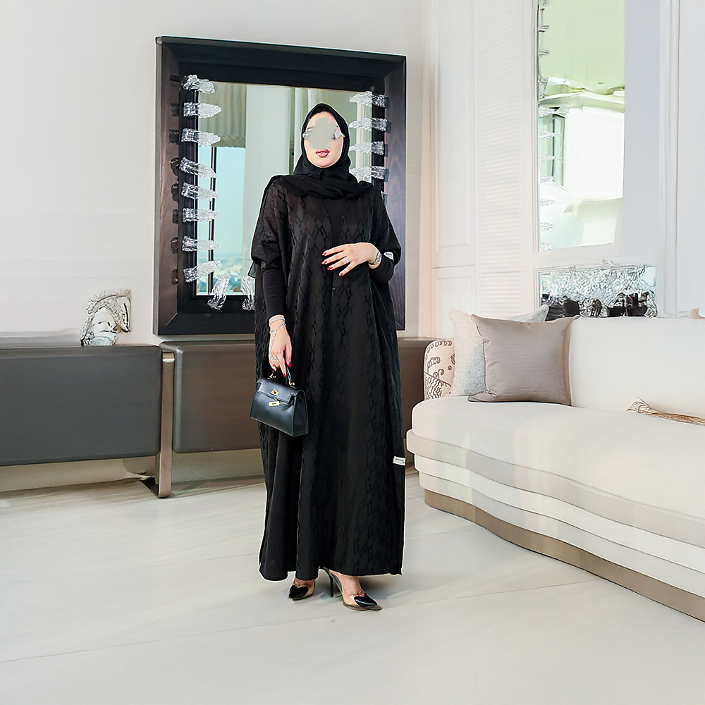 Unlined Silk Jacquard Abaya – Non-Sheer