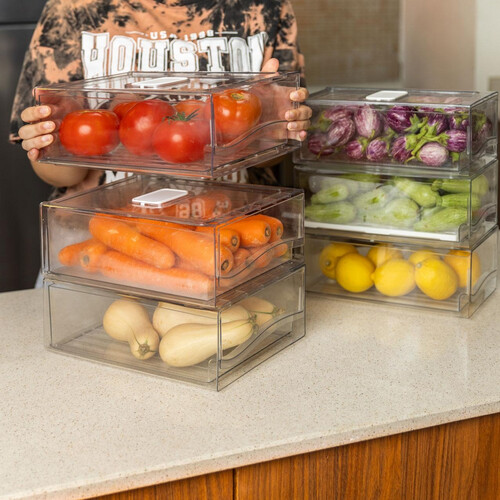 Fridge drawer box with drain plate-L