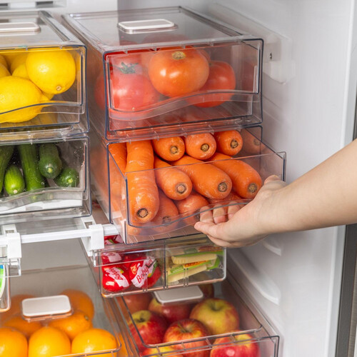 Fridge drawer box with drain plate-L