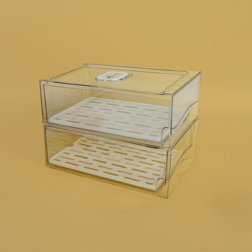 Fridge drawer box with drain plate-L