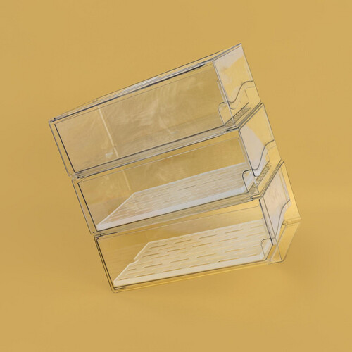 Fridge drawer box with drain plate-L