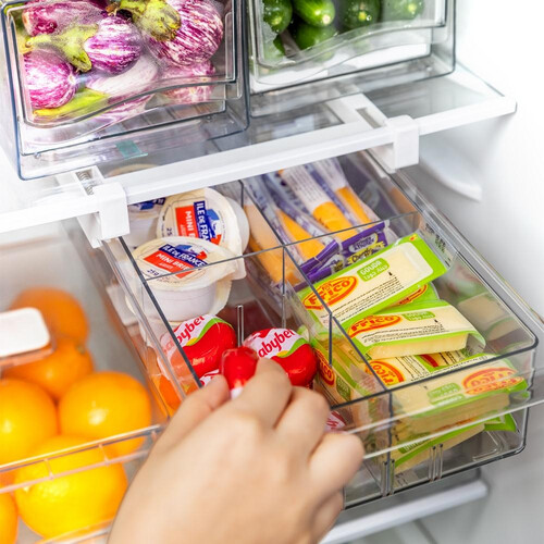 Refrigerator Drawer Type Organizer Box with 2-4 Dividers