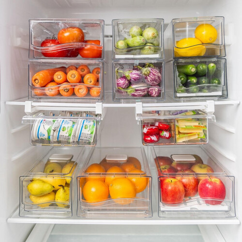 Refrigerator Drawer Type Organizer Box with 2-4 Dividers