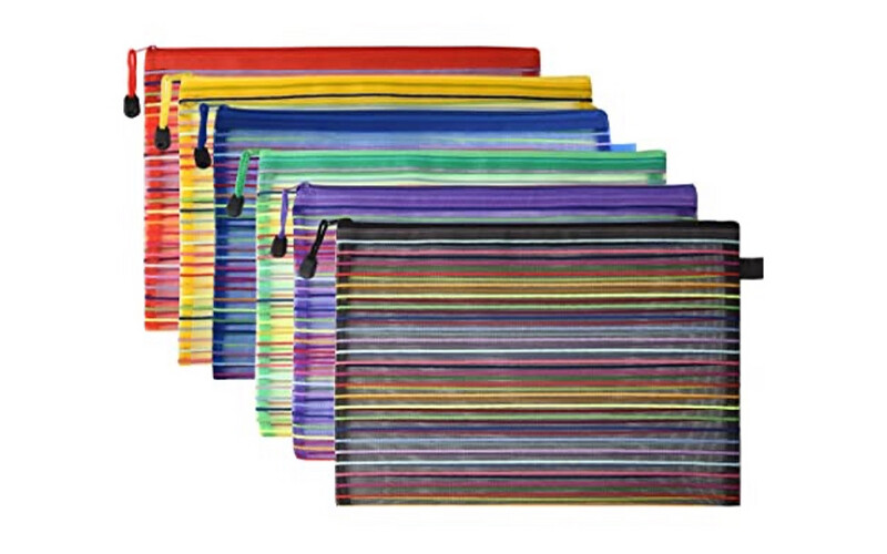 A4 Rainbow Zipper File Group - A4 - 6 Pieces