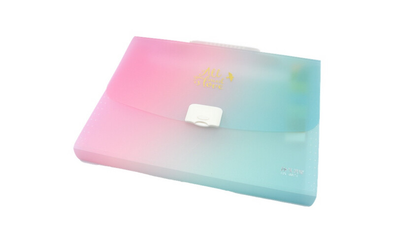 Multi-Pocket File Folder - Pink And Tiffane - A4