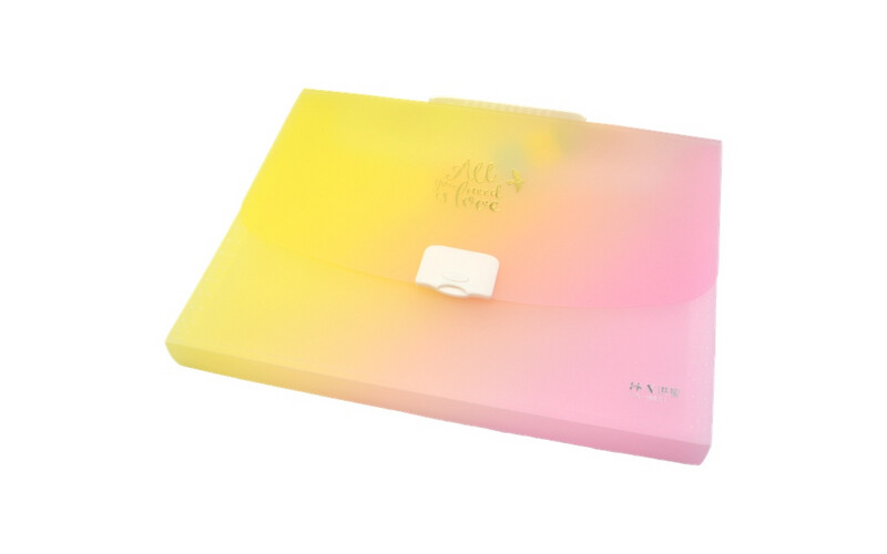 Multi-Pocket File Folder - Pink And Yellow - A4