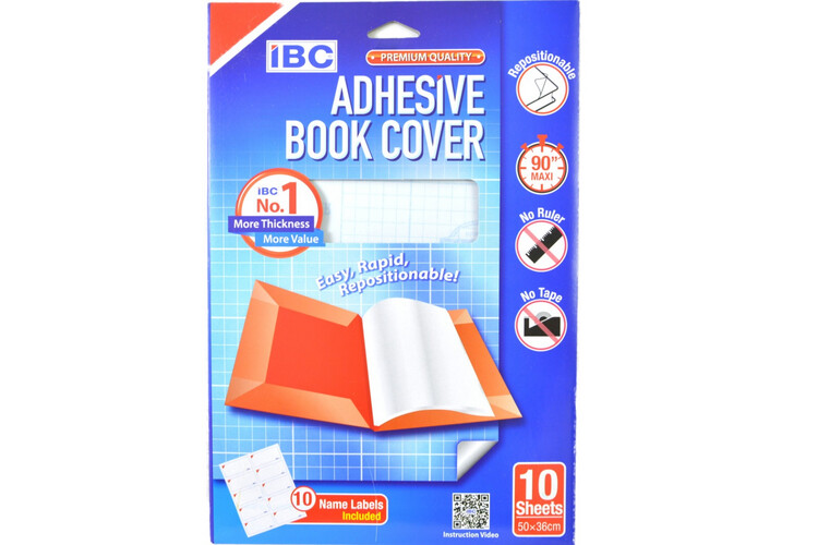 Adhesive Book Cover - 10 Pcs + 10 Stamps - Plain