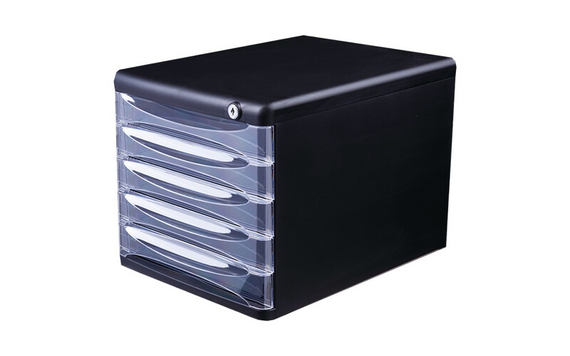 5 Drawers File Cabinet with Lock - Black