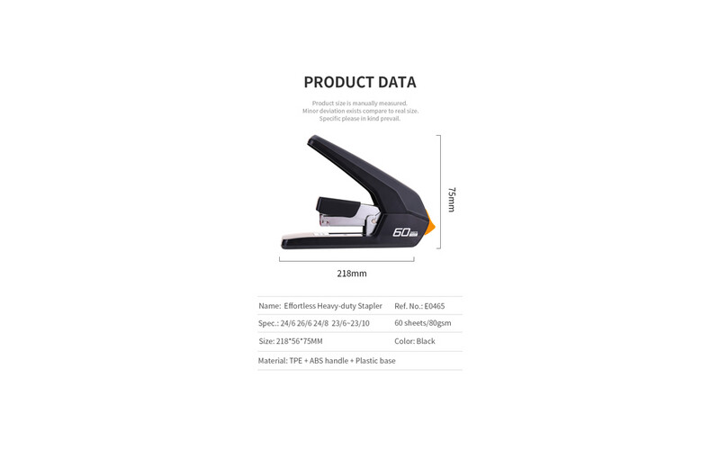 Deli - Effortless Stapler - 60 Sheets - Black 0465