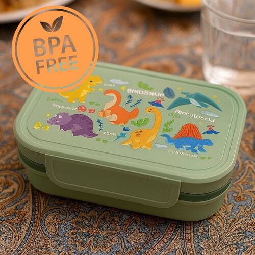 Lunch Box  - 2 Layers - 6 Compartments - Dino