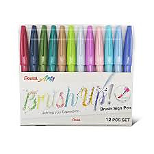 Pentel, Brush Up Brush Sign Pen, 12 Colors
