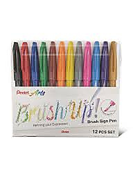 Pentel, Brush Up Brush Sign Pen, 12 Colors