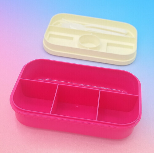 Lunch Box  - 2 Layers - 6 Compartments - Blue + Pink