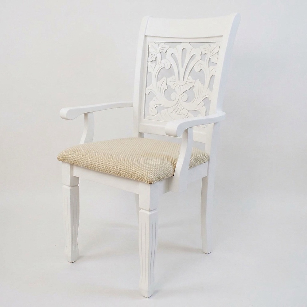 كرسي طاولة طعام ماليزي بسنادة WHITE RH 8042 CA