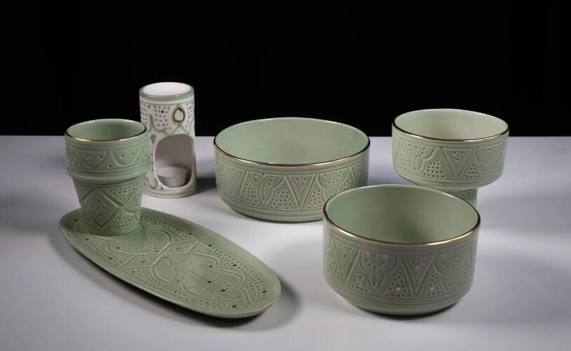 GREEN MOROCCAN POTS SET