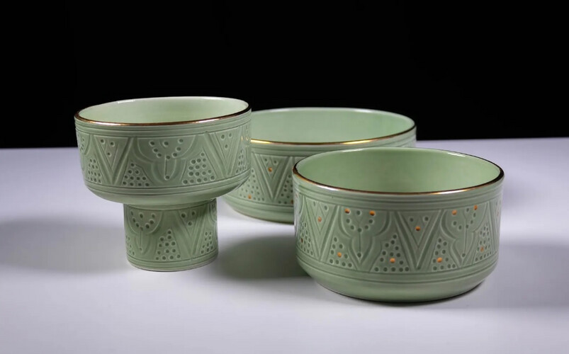 GREEN MOROCCAN POTS SET