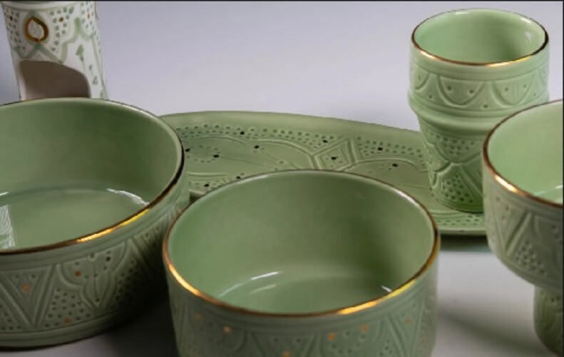 GREEN MOROCCAN POTS SET