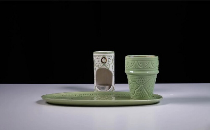 GREEN MOROCCAN POTS SET