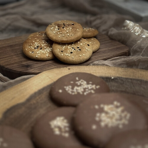 Chocolate Covered  Cookies stuffed with date,oats and seseme