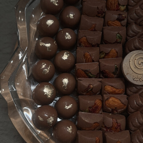 Fancy crystal plate with hand made sugar free bon bons