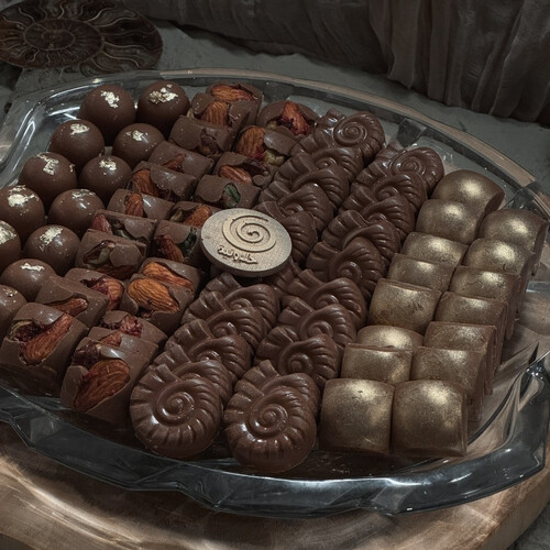 Fancy crystal plate with hand made sugar free bon bons