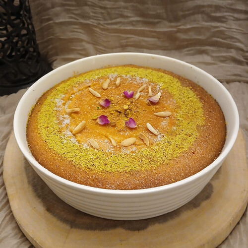 Basbosa stuffed with thick cream-zero sugar