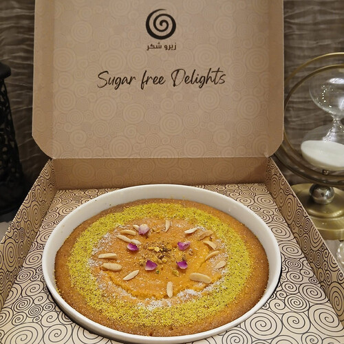 Basbosa stuffed with thick cream-zero sugar