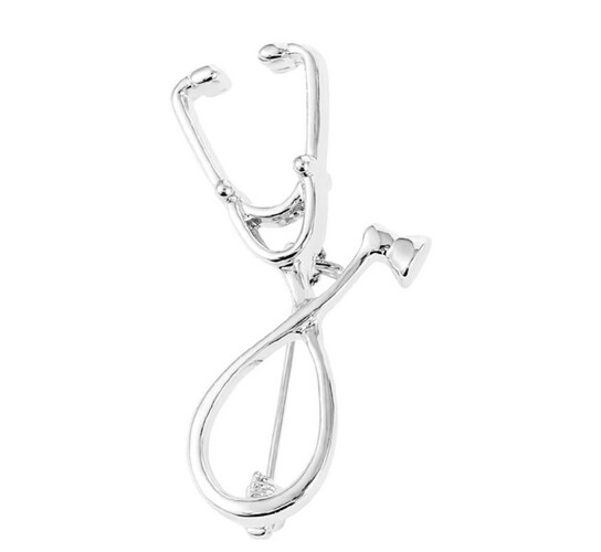 ‏STETHOSCOPE PIN - SILVER