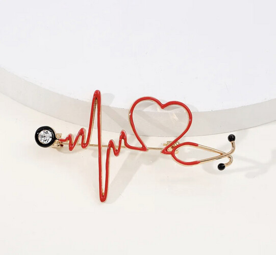 ‏HEARTBEAT PIN - RED