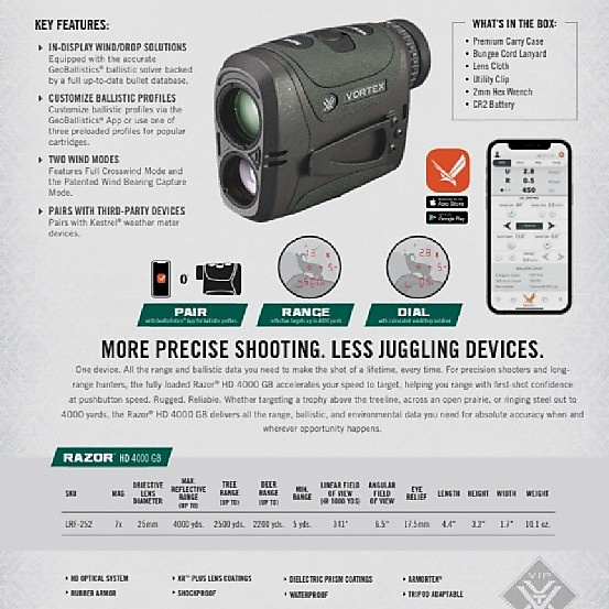 Vortex Razor HD 4000 GB Laser Rangefinder