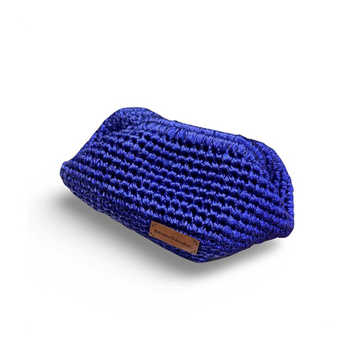 Navy blue crochet clutch bag