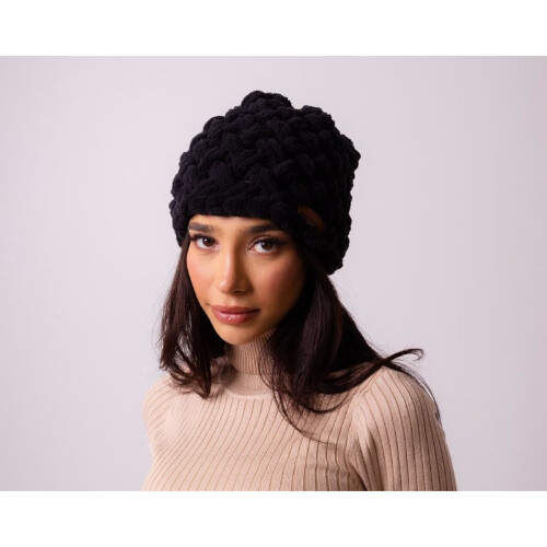 Black warm winter cap