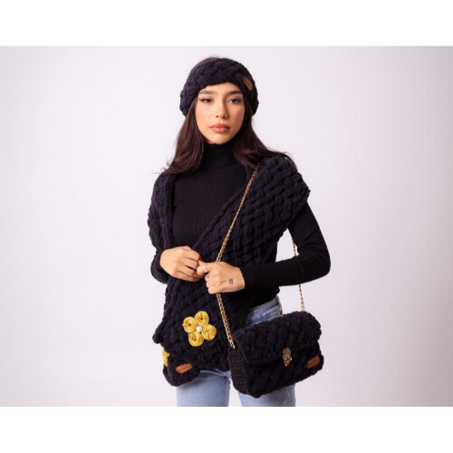 Black Winter Warm Soft Scarf
