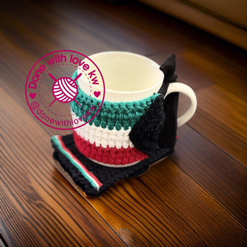 Crochet cup Kuwait flag colors