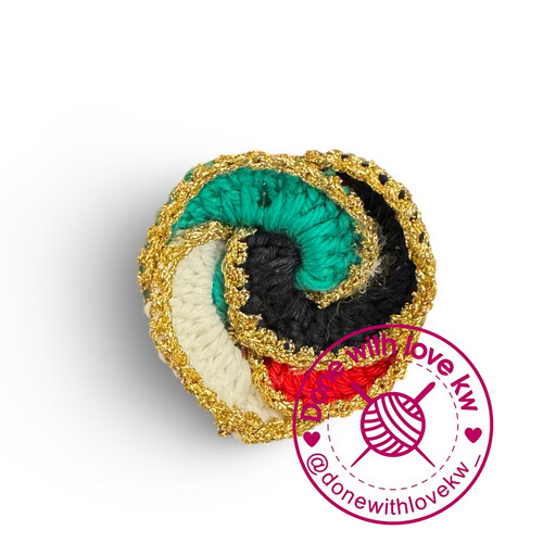 Kuwait flag colors crochet brooch