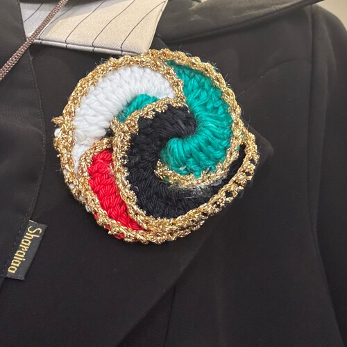 Kuwait flag colors crochet brooch