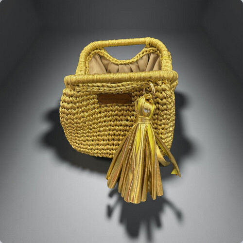 Luxury gold crochet clutch bag