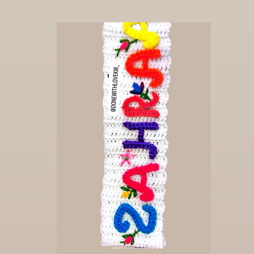 Crochet hair band with name written according to your choice
