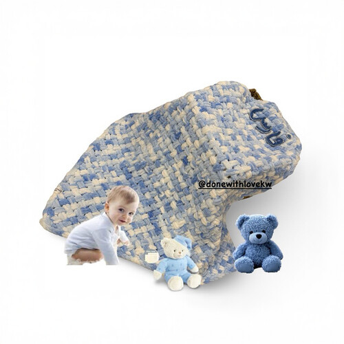 Blue blanket with the baby's name