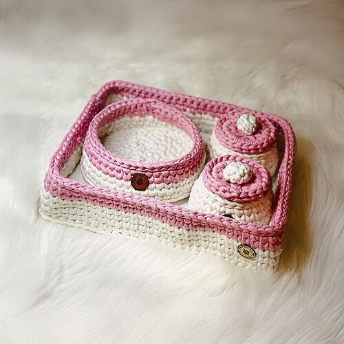 Handmade Crochet Organizer Set - 4 Pieces