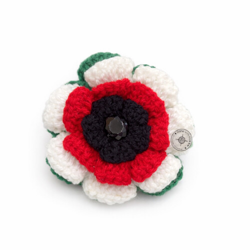 Kuwait flag colors rose brooch